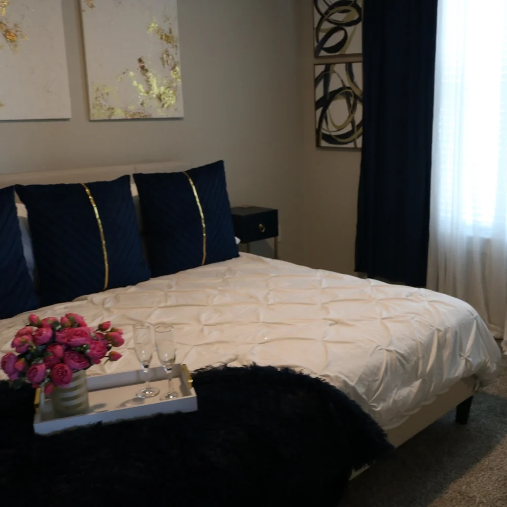 Elegant Navy Blue Curtains 2 Panels
